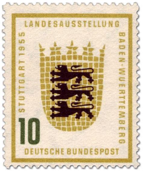 Es ist seit dem jahre 1207. Baden Württemberg Wappen (10), Briefmarke 1955