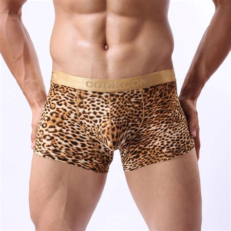 Leopard Men Boxers Sexy Men Underwear U Bag Mens Underwear Boxers