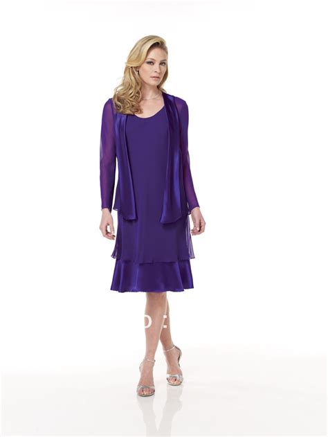 Free Shipping Elegant Purple Mother Of Bride Dresses With Jacket Long