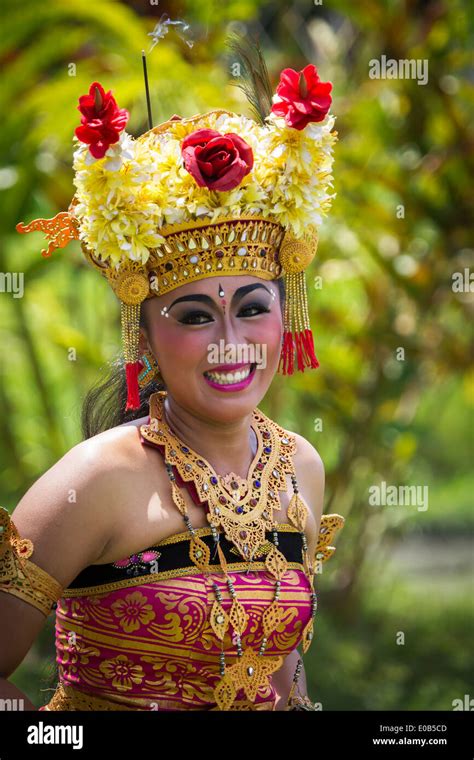 Young Balinese Girl In Traditional Costume Bali Indonesia Stock Photo