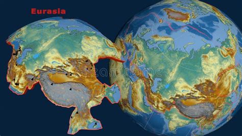 Eurasian Plate Boundaries Physical Map Stock Illustration
