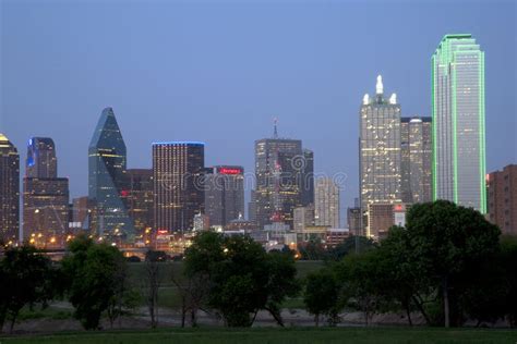 Downtown Dallas Skyline Night Scenes Editorial Stock Image Image Of