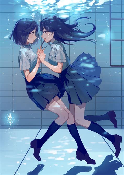 Wallpaper Zhibuji Loom Portrait Display Underwater Anime Girls