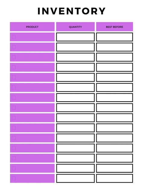 Printable Inventory Management Form Inventory Sheet Inventory List