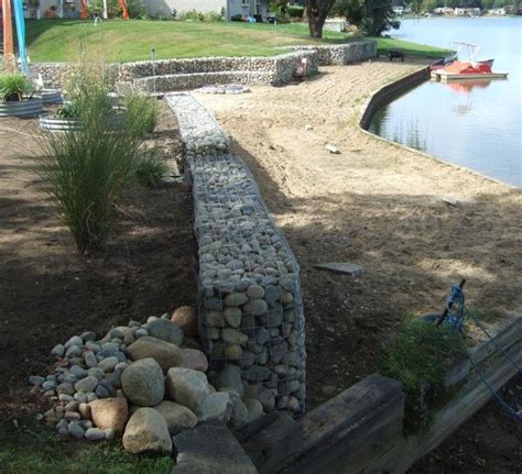 Curved Gabion Wall And Bench Lake Landscaping Landscaping Retaining