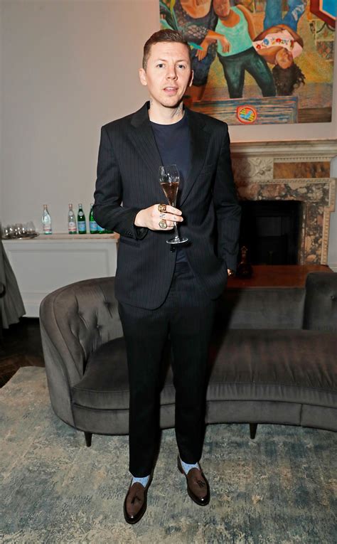 Professor Green In A Black Pinstripe Suit From The Stella Mccartney