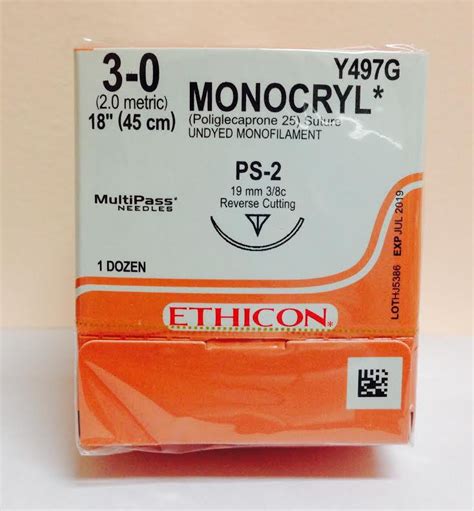 Ethicon Y497g Monocryl Suture Precision Point Reverse Cutting