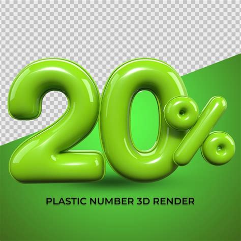 Premium Psd 3d Render Numbers Percentage 20 Green Color For Discount