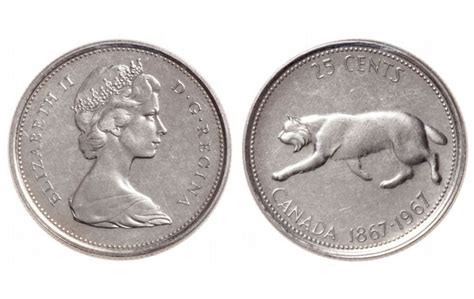 Rare Canadian Quarters 1967 Bobcat Quarter Nickel Pattern Canadian Coins Rare Coins Worth