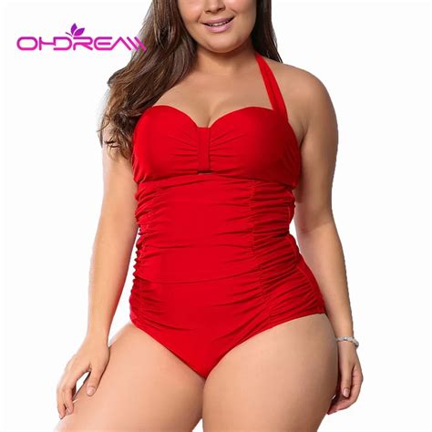 Ohdream Swimsuit Women 2018 New Red Beachwear Bandages Solid Underwire With Pads Swimsuit Push
