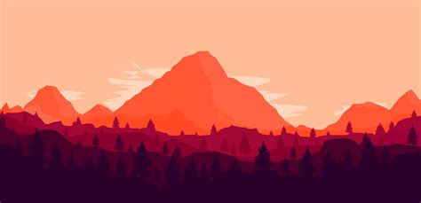 Wallpaper Illustration Mountains Sunset Artwork Sunrise Skyline