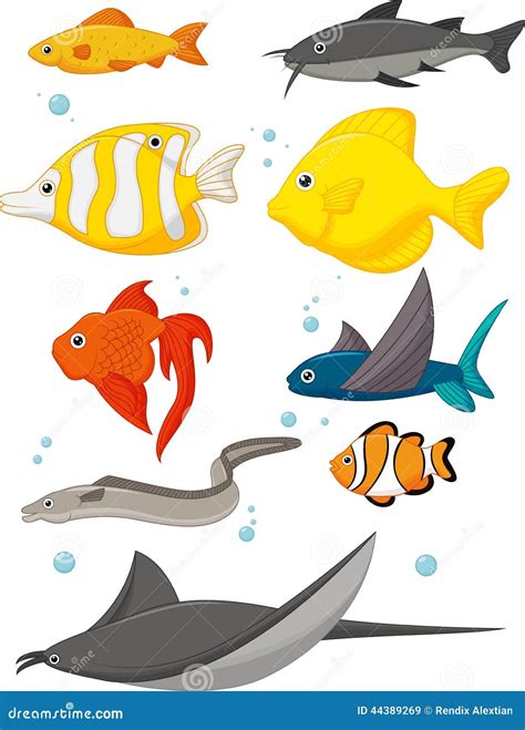 Water Life Cartoon Set Stock Vector Illustration Of Ocean 44389269
