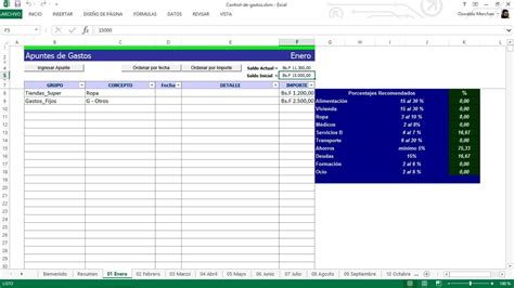 Sistema De Control De Ingresos Y Gastos En Excel Bs 30000000 En