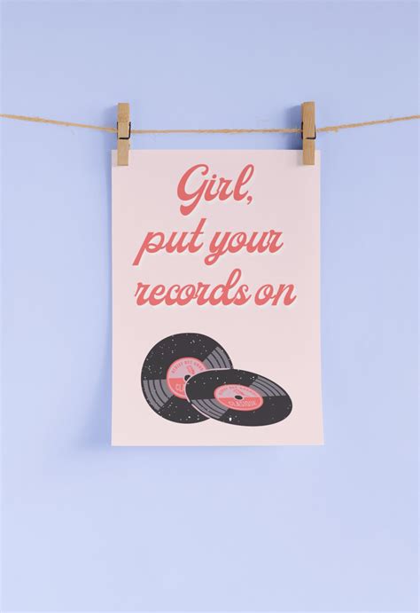 Girl Put Your Records On Print Record Lover Print Retro Etsy
