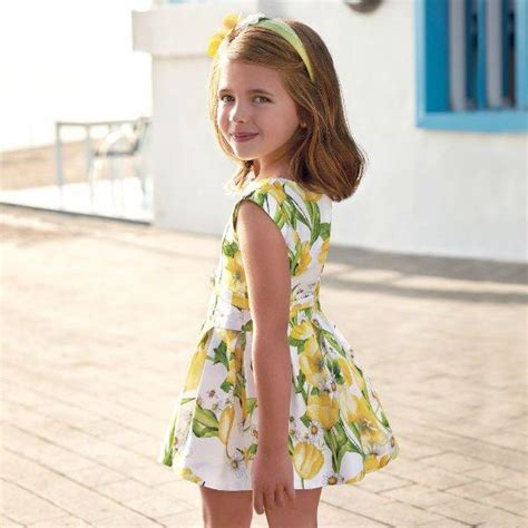 Mayoral Girls Sleeveless Yellow And Ivory Floral Party Dress