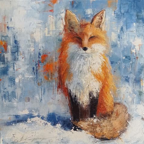 Red Fox Oil Painting With A Palette Kn Peinture Par Виктория Кернер