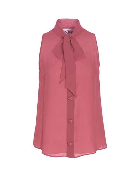 Moschino Pussy Bow Blouse In Pink Lyst