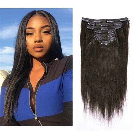 Buy Anrosa Yaki Hair Clip In Yaki Hair Extensions Clip In Human Hair Yaki Hair Clip In