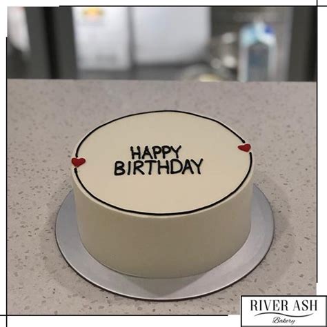 Happy Birthday Cake Singaporekorean Lettering Minimalist Cake Sg River Ash Bakery