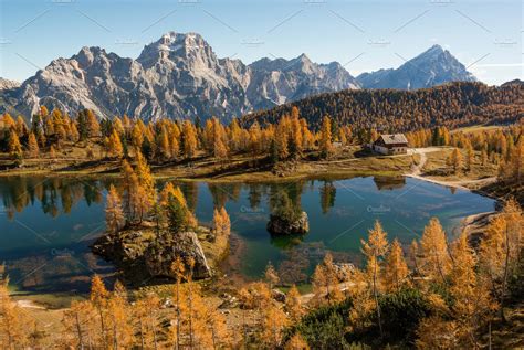 Autumn Scenery At A Mountain Lake High Quality Nature