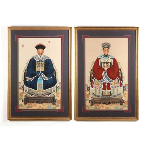 A Large Pair Of Chinese Ancestor Portraits Lot 183 The Important