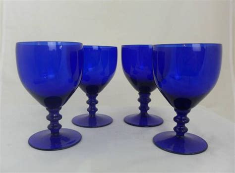 Cobalt Blue Glass Wine Goblets Set Of 4 Wine Glasses In Wine Glass Wine Goblets Glass