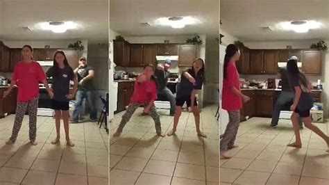 two girls practising the whip nae nae are upstaged by their father whip nae nae dads