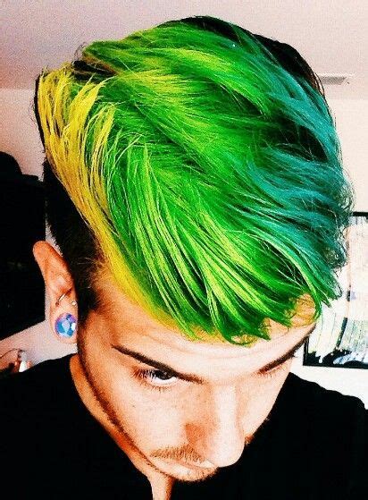 This just for men's facial hair coloring product is not only easy and comfortable to use, but it also provides you the best possible color results. Yellow and green dyed hair | Mens hair colour, Green hair ...