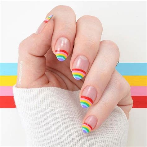 Stylish Rainbow French Tip Manicure Idea Frenchmanicure Rainbows
