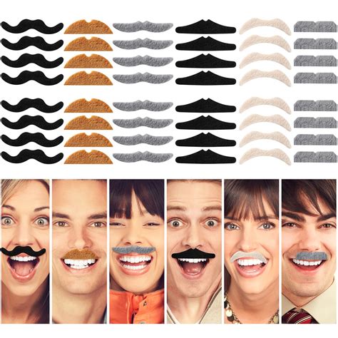 Buy 48 Packs Fake Moustache Novelty Self Adhesive Moustaches Set With Assorted Styles Realistic