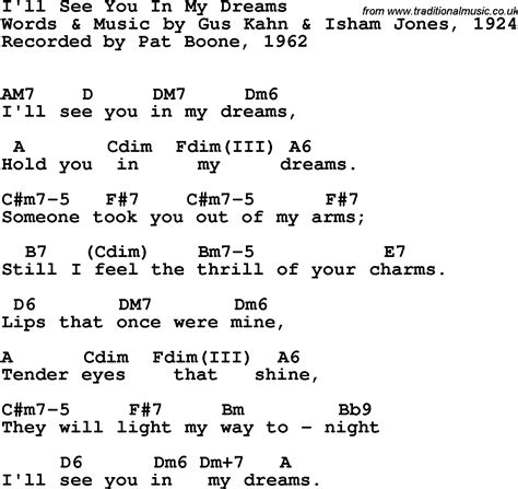 Song Lyrics With Guitar Chords For I Ll See You In My Dreams Pat