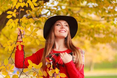 Beautiful Woman In Autumn Park Stock Photo Image Of Season Beauty
