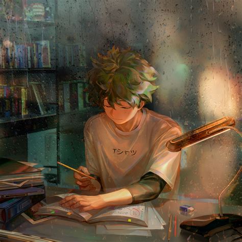 Wallpaper Homework Green Hair Anime Boy Art Izuku Midoriya Desktop
