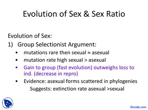 Evolution Of Sex Evolution Lecture Slides Docsity