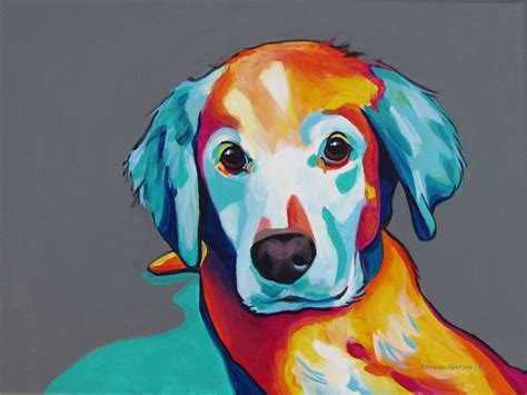 Acrylic On Canvas Pop Art Painting Of A Yellow Labrador Retriever