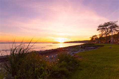 Beautiful Sunset With View Of The Pacific Ocean In White Rock British