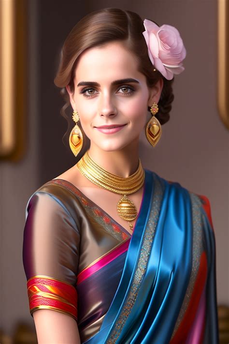 Lexica Emma Watson Wearing Traditional Indian Saree 21 Years Old