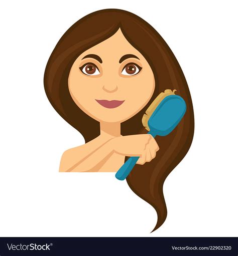 Young Woman Combing Her Long Hair With A Brush Vector Image