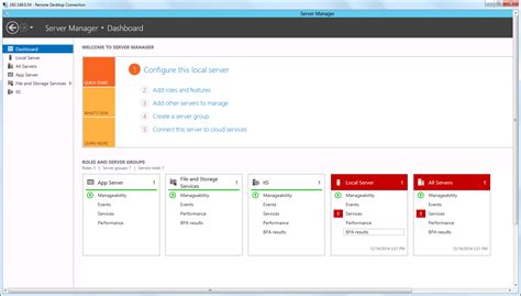 Windows Server 2012 Server Manager dashboard tiles like Local Server and All server shows in red 