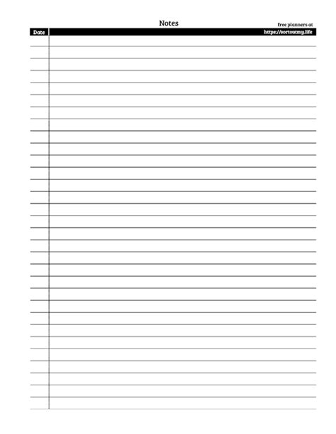 Free Printable Notes Template