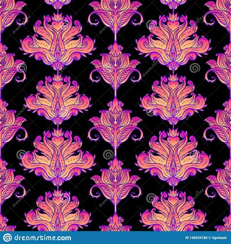 Floral Paisley Inspired Indian Vector Colorful Ornate Seamless Pattern
