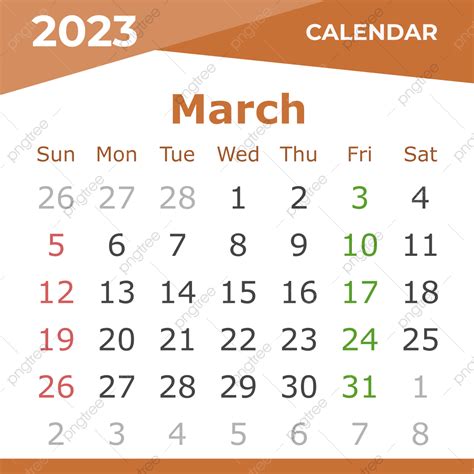 Março De 2023 Calendário Cor Marrom Png Calendário Marcha 2023