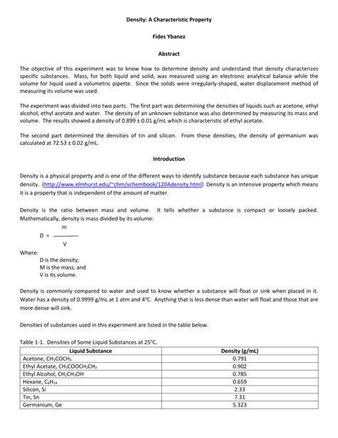 Find the best essay sample on density of water experiment lab report in our leading paper example online catalog! Sample Lab Report