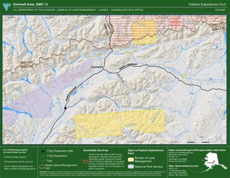 Alaska Gmu 13 Cantwell Federal Subsistence Hunt Map By Bureau Of