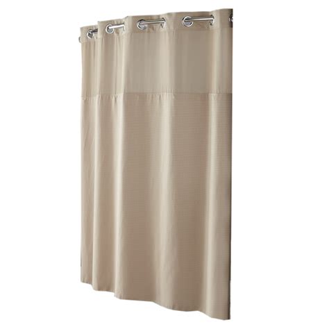 Hookless Polyester Taupe Diamond Pique Solid Shower Curtain 74 In X 71