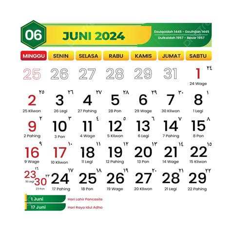 Kalender Modern Juni 2024 Vektor Kalender Juni 2024 Juni 2024 Tahun