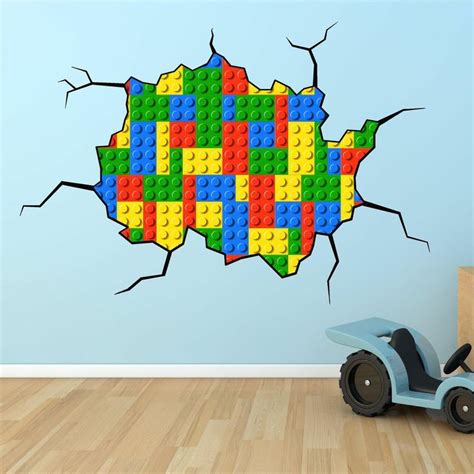 Lego Bricks Cracked Wall Full Colour Print Wall Art