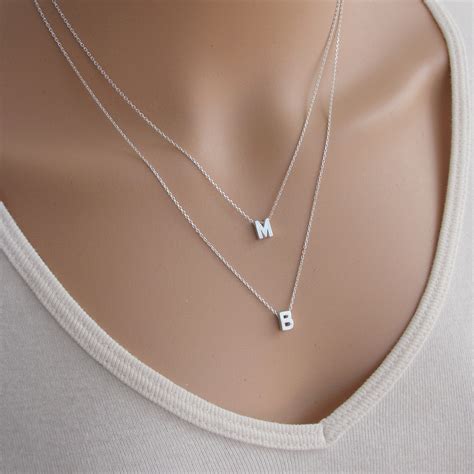 100 Sterling Silver Initial Necklace Personalized Jewelry Etsy