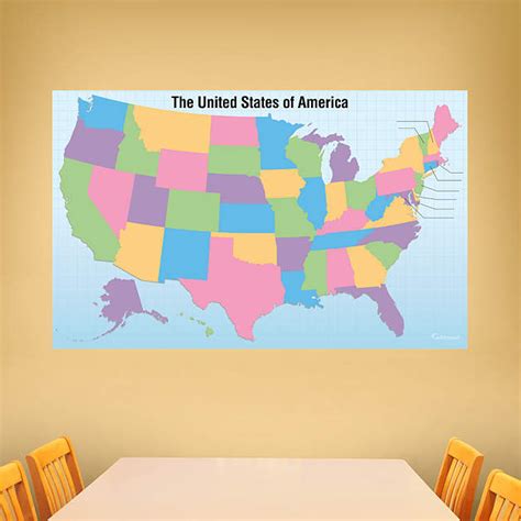 Dry Erase Usa Map With Removable State Names Wall Decal Shop Fathead