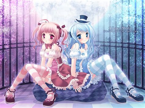 Cute Twins Cute Anime Girls Twins Pink Blue Hd Wallpaper Peakpx
